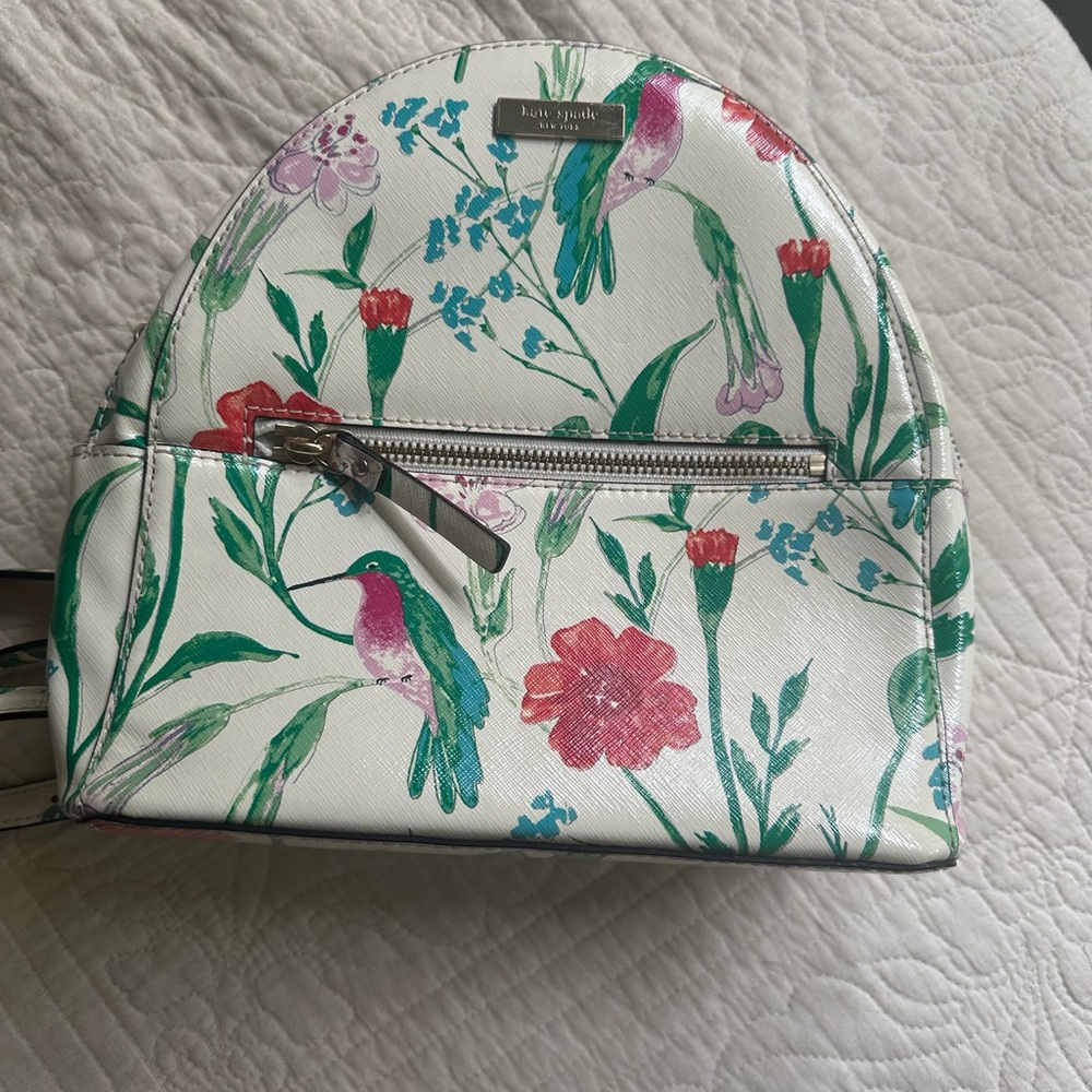 Kate Spade Floral Backpack - White, Green, and Pink